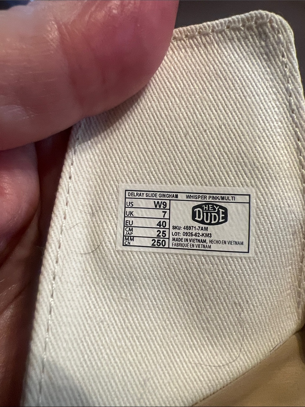 Women’s size 9 hey dude brand NWOT Delray slide Gingam tan - Picture 5 of 6